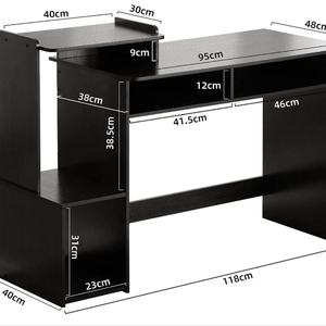 Escritorio de Computadora para Oficina en Casa con Cajones, Escritorio de Estudio con Estante de Almacenamiento, Mesa de Consola Negra, Escritorio de Esquina para PC, Escritorio para Juegos - Product Image 4