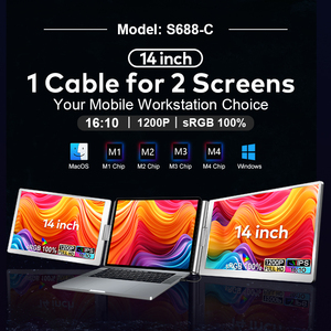 14 inch 1200p IPS gấp hiển thị có thể thu vào ADJ đứng <span class=keywords><strong>1</strong></span> cáp <span class=keywords><strong>2</strong></span> hiển thị xách tay kép Màn hình Màn hình cho máy tính xách tay - Product Image 2