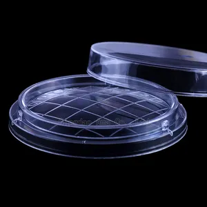 डिस्पोजेबल बाँझ संपर्क 55/65mm पेट्री संस्कृति पकवान प्रयोगशाला के लिए ग्रिड के साथ 60mm प्लास्टिक petridish