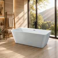 Baignoire autoportante rectangulaire en acrylique écologique certifiée CUPC, moderne, pour appartements, villas et hôtels