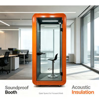 Cabine de bureau modulaire moderne en aluminium insonorisée avec verre trempé, bureau mobile acoustique avec éclairage LED pour immeuble de bureaux et domicile