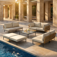 Conjunto de Sofás de Ratán Moderno para Patio con Cómoda Zona de Conversación, Inspirado en un Conjunto de Sofás de Ratán para Patio y Sofá Esquinero para Exteriores