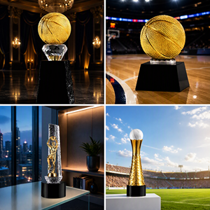 Trophée de basketball en cristal gravé haute précision personnalisé pour la médaille MVP du championnat, récompense de compétition sportive, écologique - Product Image 3