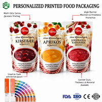 Sachet Doypack Personnalisé 13x20cm 250g 100μm Qualité Alimentaire, Haute Barrière, en Film Mylar pour Emballage de Fruits, Compotes, Confitures, Purées et Desserts