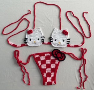 2024 traje de baño rosa para <span class=keywords><strong>mujer</strong></span> hecho a mano Crochet Bikini Set Pure Women Swimsuits - Product Image 1