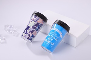 Floral Pattern Plastic Travel Mug with Lid <b>Reusable</b> Portable Cup Food Safe Waterproof Anti-corrosion Coating for Outdoor Use - Product Image 4