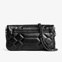 Nouveau Sac ZV de Luxe Français 2026 en PU, Matelassé Carré, avec Ailes Diamantées, Fermeture Magnétique et Chaîne, Pochette Décontractée Rétro pour Femme