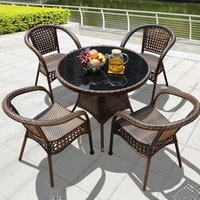 Ensemble de salle à manger d'extérieur moderne HYC-SR01, nouveau design, chaises et table en rotin simples et décontractées pour la cour ou le parc