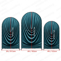 ANNIELU Penutup Stand Latar Belakang Lengkung 3D Motif Riak Air Biru Peacock Bebas Alat Dapat Digunakan Kembali untuk Pesta Pernikahan Photo Booth
