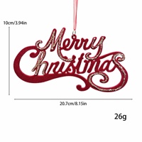 Pendentif Lettre de Noël en Plastique Floqué Rouge Vin, Décoration Joyeux Noël, Ornement pour Arbre de Noël, à Suspendre à l'Armoire