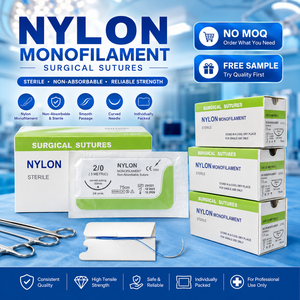 Sutures non résorbables en monofilament de nylon avec aiguille stérile, fourniture d'usine, pour usage vétérinaire et clinique - Product Image 3