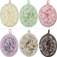 Éponge de Douche Exfoliante en Forme de Fleur, Pouf de Bain en Maille, Gommage Visage, Éponge Durable et Résistante 50g 1 pièce/sac OPP