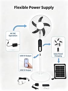 Ventilateur portable électrique et solaire pour la maison, avec USB et lumière, très vendu - Product Image 1