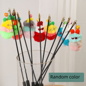 Divertido peluche vegetal fruta cabeza de repuesto gato Teaser juguete mango de madera mango de espuma gato Teaser Stick - Product Image 5