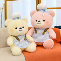 Ensemble de jouets en peluche mignon ours de chef-adorables ours en peluche dans des tabliers à carreaux et des chapeaux de chef jouets en peluche