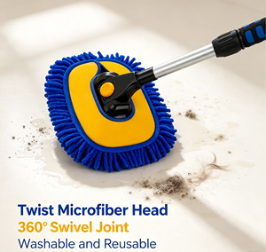 Adjustable Microfiber Car Wash Mop Telescopic Cleaning <b>Brush</b> Chenille Head Long Handle Vehicle Detailing Tool - Product Image 3