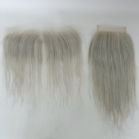 Prêt à expédier : Perruque en cheveux humains 100% naturels, couleur sel et poivre, avec closure en dentelle 12*2HD, intégration en maille invisible, fine et légère