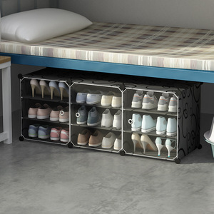 Adjustable Shoe Cabinet 1 Column 2 Layers Foldable Dustproof Under <b>Bed</b> <b>Storage</b> For Dormitories And Rental Apartments - Product Image 2