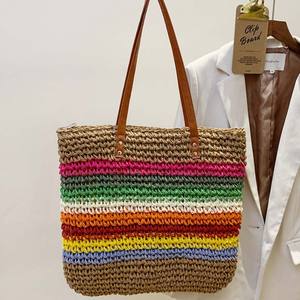 Bolsos de Moda para Mujer, Bolsos de <span class=keywords><strong>Marca</strong></span>, Bolso de Ganchillo, Bolso de Paja Tejida, Diseño Moderno, Ligero, Portátil, para el Uso Diario, Compras - Product Image 5