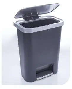 Wholesale Plastic PP Foot Pedal Dustbin Kitchen Step On Trash Can Plastic Commercial Trash Bin 35L