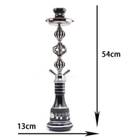 En stock, Kit de chicha arabe transfrontalier, taille moyenne, en acrylique avec tuyau en verre à double tube en chanvre, accessoires
