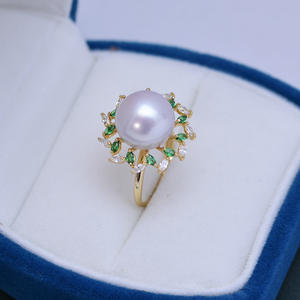 Bague pour femme Wenchi Edison, perle d'eau douce 11-12mm avec argent S925, violet et blanc, réglable, forte luminosité, faibles défauts, Chine - Product Image 2