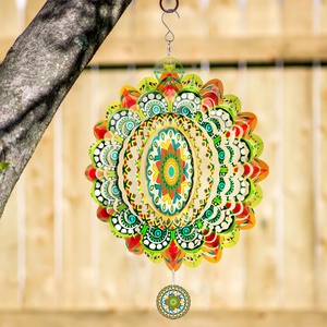 Wholesale Garden Ornaments 3D Wind Spinner Mandala,Colorful Custom Shape Wind Spinners <b>Ball</b> Bearing Garden Decoration Mandala - Product Image 3