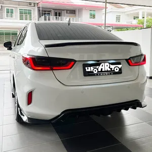 Terlaris Suku Cadang Mobil ABS Serat Karbon dengan Lampu Rem RS V2 Gaya Bumper Belakang Bibir untuk Honda City GN2 2020 2021 2022 2023