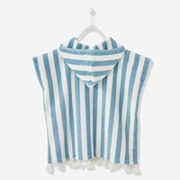 Serviette poncho à capuche rayée pour enfants, 100% coton, séchage rapide, ultra absorbante, douce, tissée, pour la natation, la plage, le surf, le change de vêtements