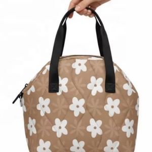 Lifestyle Bags Food Delivery Brown Insulation Tote Hawaii Flower Print Custom Logo Quilted Polyester Cooler Bag for Women - Product Image 1
