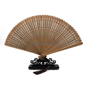 Presente De Freesbie Ventilador Dobrável De Costelas De Bambu Completo Pequeno Esqueleto De Noiva Chinês Fã De Mão De Bambu Esculpido Senhoras Fãs De Mão Fornecedores