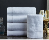 Serviettes épaisses 100% coton, bordure satinée platine, serviette de toilette pour hôtel, logo brodé personnalisé