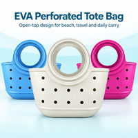 Sac fourre-tout perforé en EVA 29x16x19cm avec poignée découpée ronde, imperméable, à ouverture supérieure, pour la plage, les voyages, le quotidien, vente en gros