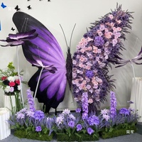 Toile de fond pour mariage Arche de fleurs Décor de boutique Fleurs artificielles Rangée Papillon Arche de fleurs pour mariage