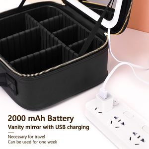 Travel Makeup Bag With LED <strong>Mirror</strong> Cosmetic Case with <strong>Light</strong> <strong>up</strong> <strong>Mirror</strong> Adjustable Dividers with Makeup Brush Holder Storage - Product Image 4