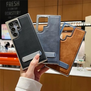 เคสโทรศัพท์หนัง PU แบบเคลือบอิเล็คโทรเพลทสำหรับ Samsung S25 S24 S22เป็นพิเศษบวก S23 FE พร้อมกรอบป้องกันแบบซ่อนที่ยึดโลหะ - Product Image 1