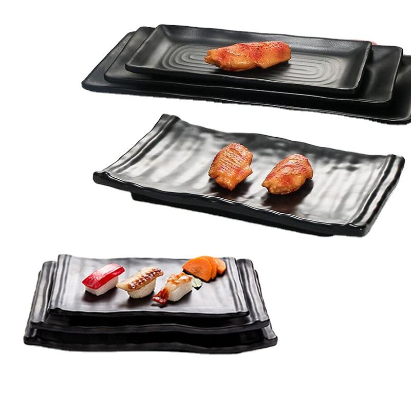 Venta al por mayor de platos rectangulares de Melamina negra mate