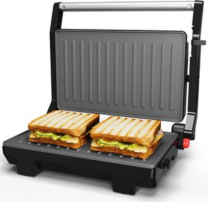 Non Stick Coating Commercial Dual Breakfast Electric Contact <b>Grill</b> Panini Smokeless Steak Machine BBQ Electric <b>Grill</b> - Product Image 1