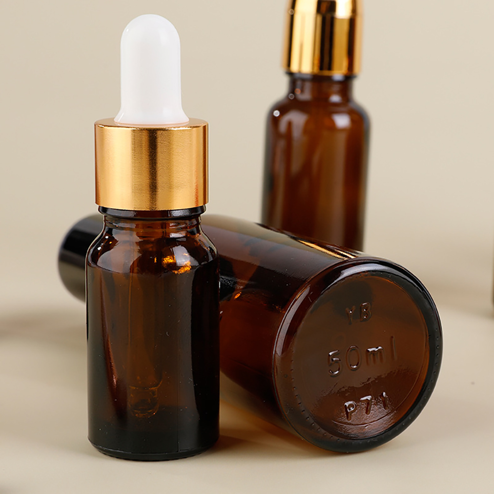Hair Oil Glass Cosmetic Containers Rose Gold Dropper Bottle Transparent OEM