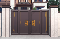 Portes en aluminium de style européen Porte de villa en aluminium Portes de jardin électriques Conception de gril Porte coulissante de cour en aluminium pour la maison