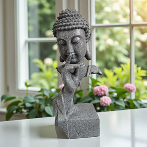 Statue de Bouddha Sakyamuni en résine, le silence est d'or, sculpture <span class=keywords><strong>zen</strong></span> et méditation, décoration de jardin, vente en gros - Product Image 2