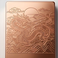 Barre de Cuivre Pur 999 (1 kg) – Culture Chinoise, Objet de Collection – Dragon du Zodiaque, Grande Muraille, Phénix, Paysage Porte-Bonheur – Cadeau