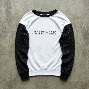 <span class=keywords><strong>Felpa</strong></span> Streetwear con Stampa <span class=keywords><strong>Leopardata</strong></span>, Blocchi di Colore, Maniche Raglan e Collo Rotondo in Pile Pesante Lavato - Product Image 2