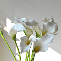 Lys Calla artificiels en PU faits à la main de haute qualité, grand format, toucher réel, fleurs blanches et violettes pour la décoration de mariage, de maison et de fête