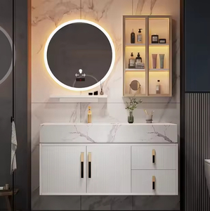 Mueble de baño estilo europeo, espejo redondo inteligente blanco, mueble de espejo transparente con diseño de panal - Product Image 2