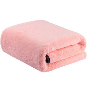 Coral Fleece <b>Bath</b> Towel 144x70.5cm Quick-Dry Soft Absorbent Rectangle Home Use Solid Color <b>Light</b> Gray Pink - Product Image 4