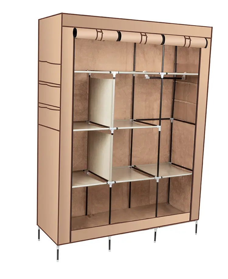 Armoire pliable portable en métal Armoire de rangement pour meubles de salon et de chambre à coucher Armoire de rangement pour vêtements Armoire en tissu plastique