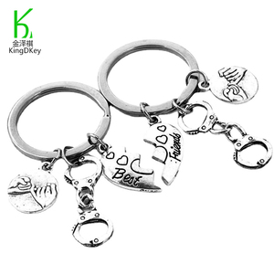 Phong Cách Mới Kim Loại Cặp Đôi Keyring Còng Tay Mặt Dây Chuyền Bạn Bè Lưu Niệm <span class=keywords><strong>Key</strong></span> Chain Phong Cách Còng Tay <span class=keywords><strong>Keychain</strong></span> - Product Image 5