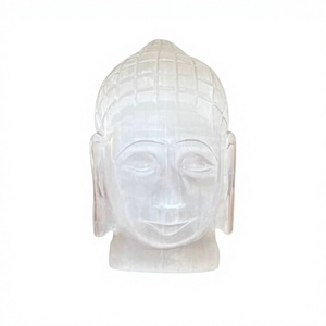 Tête de Bouddha en Sélénite Blanche Sculptée à la Main, 3 Pouces, Statue en Cristal, Reiki, Méditation, Décoration Spirituelle pour la Maison, Fournisseur en Gros - Product Image 6