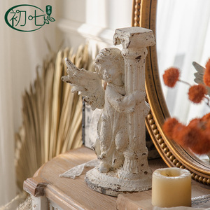 รูปปั้นนางฟ้าสไตล์อเมริกันเรโทร ทำจากเรซิ่น งานแฮนด์เมด ตกแต่งทางเข้าบ้านสไตล์ชิคเก๋ - Product Image 5